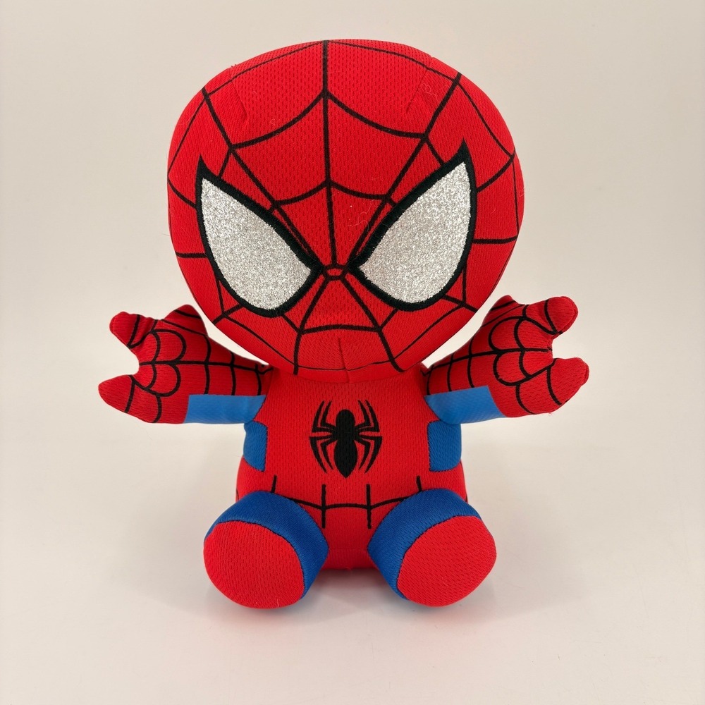 Ty Marvel Spider-Man Beanie Baby Plush 8 Inch Red Blue Glitter Eyes Toy